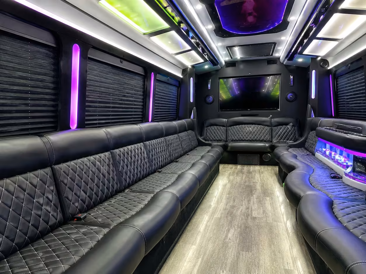 18 passenger party bus inside