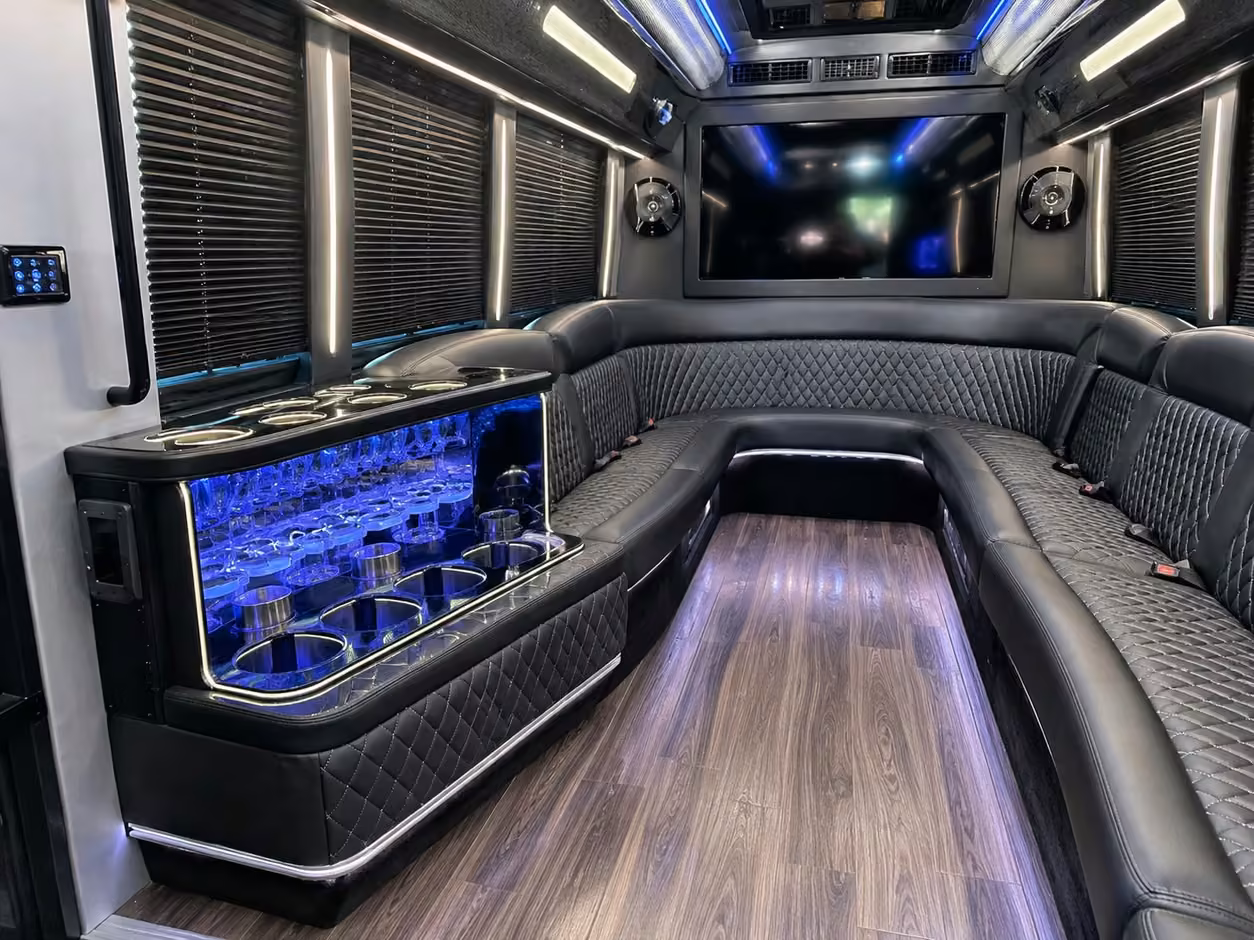 18 passenger party bus interior