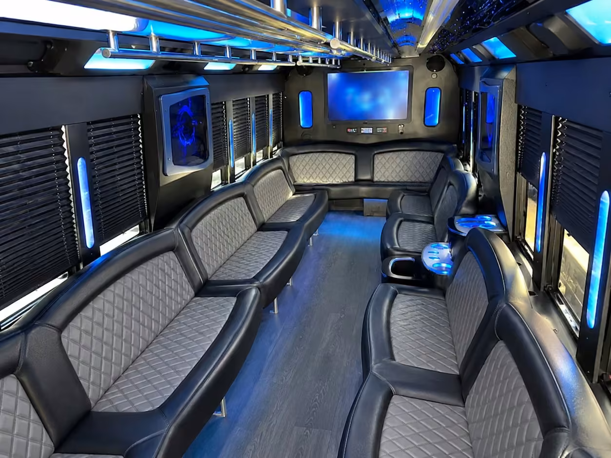 25 passenger party bus inside