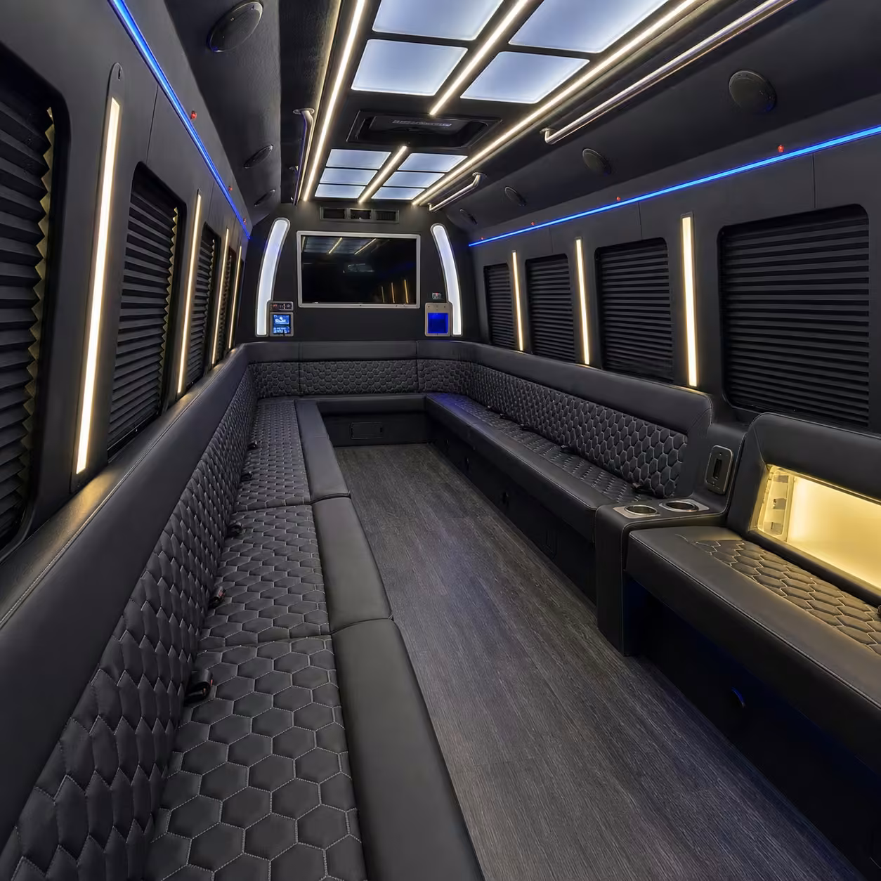 30 passenger party bus inside